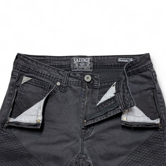 Buckle Salvage Jeans Men Size 34S Black Denim Havoc Straight Slim Fit Moto - Picture 5 of 9